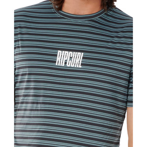 2021 Rip Curl Curl Men Mind Wave Stripe UV T-shirt Met Korte Mouwen Wly3TM - Middenblauw